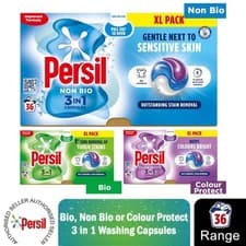 Image of Persil XL 3 in 1 Washing Capsules Bio, Non Bio or Colour Protect 36 Washes