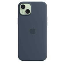 Image of Official Apple iPhone 15 Plus Case Silicone MagSafe Back Cover Storm Blue