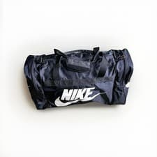 Image of Nike Black Duffel Bag Holdall Gym Travel Sports Bag & Strap Large White Swoosh