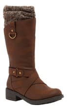 Image of Rocket Dog Telsa Womens Brown Tall Zip Up Mid Calf Biker Buckle Boots