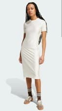 Image of WOMEN'S ADIDAS ORIGINALS 3-STRIPE CALI TEE RUCHED DRESS £RRP £49.99
