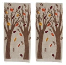 Image of Celebrate Fall Together Trees Jacquard Plush Bath Hand Towel 16 in. x 25 in.