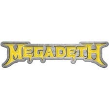 Image of MEGADETH Metal Pin Badge: LOGO: yellow Official Merchandise fan gift £pbd