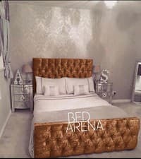 Image of CRUSHED VELVET CHESTERFIELD BED SINGLE DOUBLE KING + MATTRESS FREE P&P