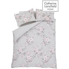 Image of Catherine Lansfield Canterbury Floral Grey Duvet Quilt Cover Set Or Accessories
