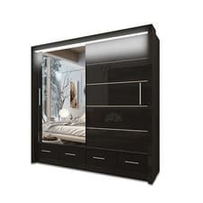 Image of Modern High Gloss 2 &3 Sliding Doors Wardrobes with LED Light-white,Grey,Black