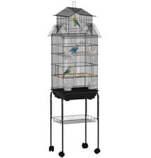Image of Metal Bird Cage w/ Perch Food Container Handle for Finch Canary Pet Supplies