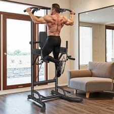 Image of Power Tower Dip Station Pull Up Bar Multi-Function Push Up Equipment Home Gym A+