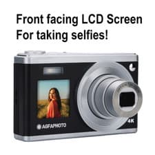 Image of Agfaphoto DC9200 24MP 10x Zoom Compact Digital Camera - Black - Front & Back LCD