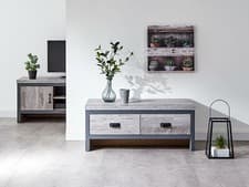 Image of BOSTON 2 DRAWER COFFEE TABLE GREY loft studio apartment furniture