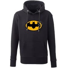 Image of Mens BATMAN 89 Retro Movie Logo Hoodie Joker Arkham Asylum Halloween Quinn