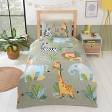 Image of Exotic Animals Toddler Duvet Cover Set Rumble In The Jungle Junior 2-in-1 Design