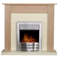 Image of Adam Southwold Fireplace in Oak & Cream with Colorado Electric Fire in Brushe...