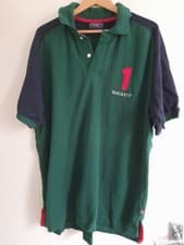 Image of Hackett London Limited Edition Polo Shirt Green & Navy with Red 1 Size L New