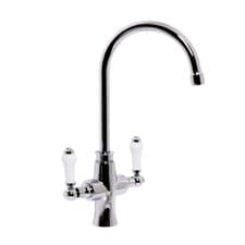 Image of Traditional Dual Lever Kitchen Mixer Tap – Chrome Classic Monobloc Sink Tap