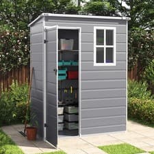 Image of Outdoor Garden Storage Shed Tool Plastic House with Window Ventilation 5 x 3 FT