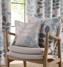 Image of Lined curtains eyelet ring top new pair of teal blue grey drapes 2 panels