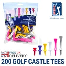 Image of PGA TOUR Castle Golf Tees Plastic Various Colours & Sizes 200 Pack - MULTI-BUY