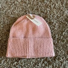 Image of BNWT ACCESSORIZE SOHO KNIT BEANIE HAT PINK Acrylic/polyamide/elastane