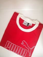 Image of PUMA Vintage Retro Big Logo T-Shirt Red/White 100 Cotton Greece Size M,L NWOT