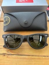 Image of Ray-Ban Wayfarer Sunglasses RB2140 50/22 Matte Black Frame Green Lens