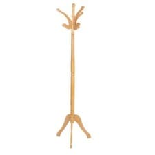 Image of Natural Wooden Coat Stand 182cm Tall Light Brown with 4 Arms Traditional Design