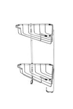 Image of Croydex Stainless Steel Corner Shower Caddy 2 Tier Bathroom Basket with Hooks