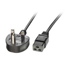 Image of Lindy 2m UK 3 Pin Plug to IEC C19 Power Cable. Black