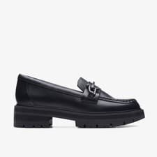Image of Clarks Womens Orianna Bit Black Leather Loafers,Slip Ons Leather Casual