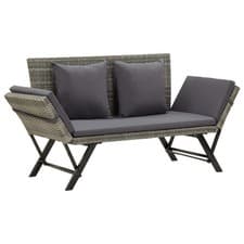 Image of Garden Bench with Cushions 176 cm Poly Rattan Dining Seat Multi Colours vidaXL