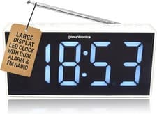 Image of Alarm clock radio Large Display Digital Grouptronics White GTCR-T1M 9″