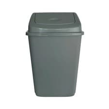 Image of 60L Siver Plastic Swing Bin Flip Top Home Kitchen Rubbish Waste Dustbin