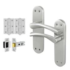 Image of Satin Internal Door Handles - Latch, Bathroom & Key Lock Backplate Handle Sets