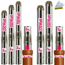 Image of 3" 4" ELECTRIC SUBMERSIBLE BOREHOLE DEEP WELL WATER PUMP FOR GARDENS AND PONDS