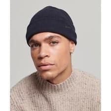 Image of Superdry Organic Cotton Vintage Logo Beanie Navy