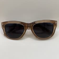 Image of Burberry BE4424 Square Sunglasses Transparent Brown Frame Dark Blue Lens