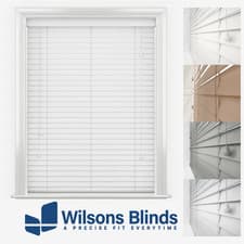Image of PVC Venetian Window Blind - Made To Measure - Faux Wood w/ String - 50mm Slats