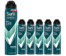 Image of 6 x 250ml Sure Men Sensitive Anti-Perspirant 72H Nonstop Protection Deodorant