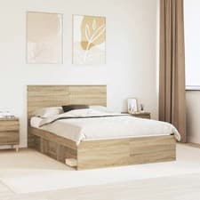 Image of WALPLUS Sonoma Pine Bed Frame with Headboard 140x200 cm Solid Wood