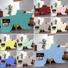 Image of New 100% Egyptian Cotton Flat Sheet 400TC Soft Bed Top Sheets Single Double King
