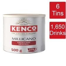 Image of Kenco Millicano Americano Original Instant Coffee Tin 6 x 500g - 1,650 Servings