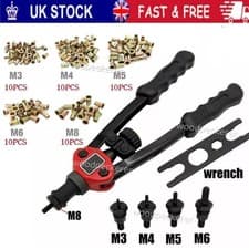 Image of 51PCS Threaded Nut Riveter Gun M3-M8 Insert Tool Riveter Rivnut Nutsert Kit Set