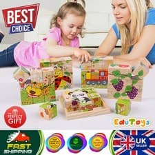 Image of Baby Wooden Blocks Puzzle 3D Cube Jigsaw Montessori Toddler Educational Toy Gift