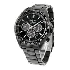 Image of Seiko Selection SBPY187 Black Dial Solar Analog Chronograph Sapphire Men Watch