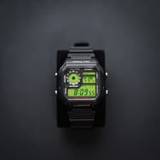 Image of Black CASIO AE1200 Watch - Custom Volt Green Colour Filter