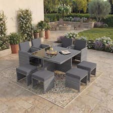 Image of Cuba Rattan Garden Furniture Set Chairs Sofa Table Stool Patio 8/10 Seater UKFR