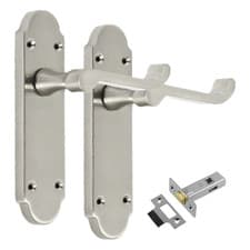 Image of Modern Epsom Internal Door Handles Satin Chrome Latch Handle + Tubular Latch