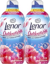 Image of 2x Lenor Outdoorable Laundry Clothes Fabric Conditioner 76 Washes - Pink Blossom