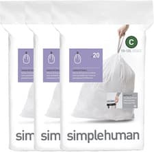 Image of Simplehuman CW0252 Code C Custom Fit Bin Liner Bulk Pack, White Plastic (3 Pack