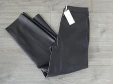 Image of M&S MARKS & SPENCER BLACK FAUX LEATHER TROUSERS UK SIZE 8 SHORT LEG 27in
